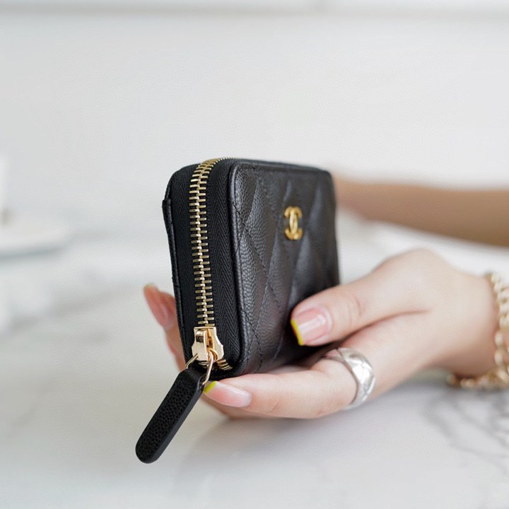 CF系列拉鏈零錢卡包 黑牛金_3