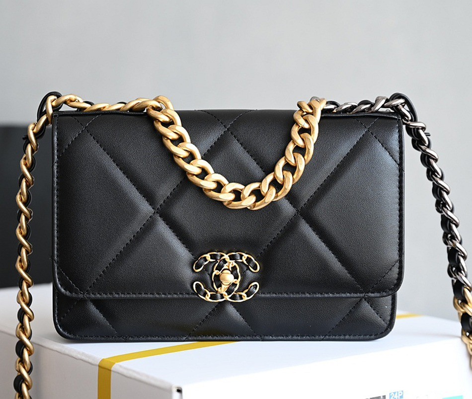 19Woc黑金 多色拼接鏈條包_1