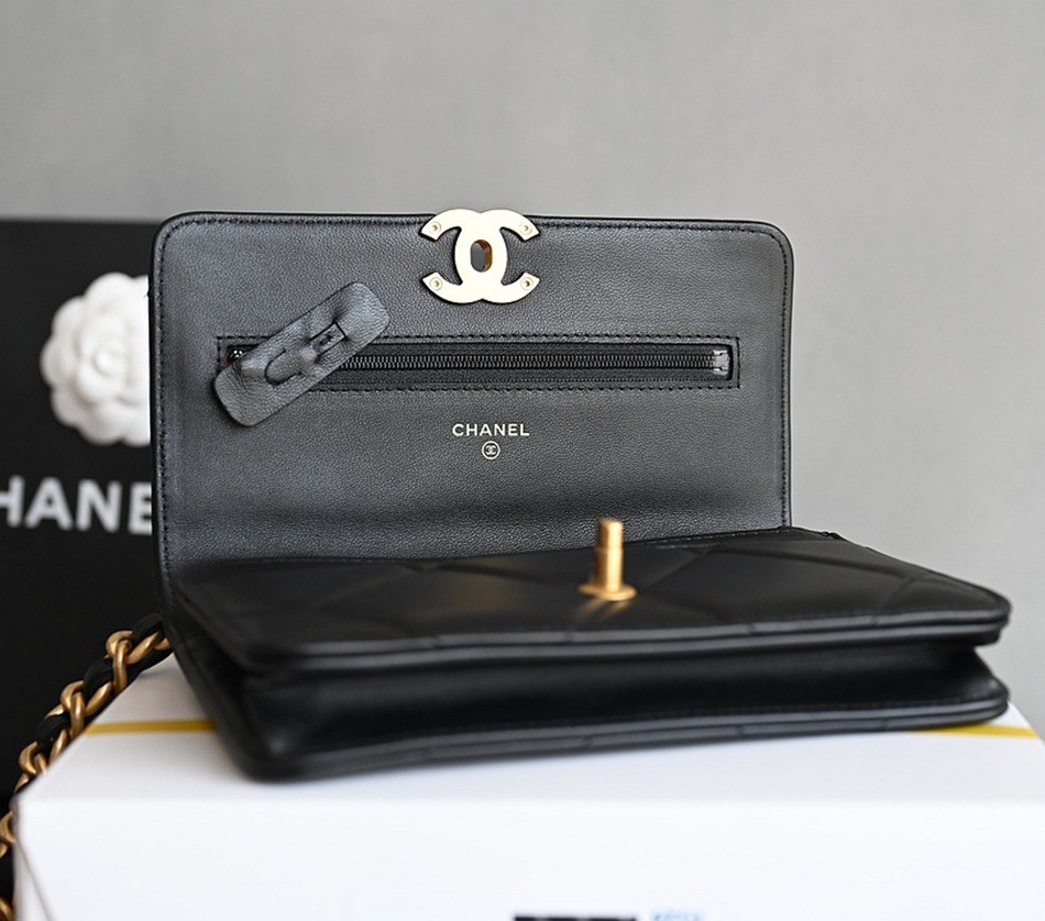 19Woc黑金 多色拼接鏈條包_5