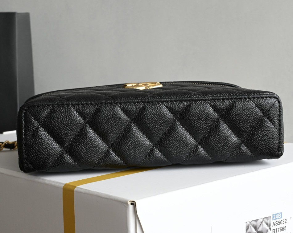 25P LP盒子拉絲大LOGO手拿包 黑色_3