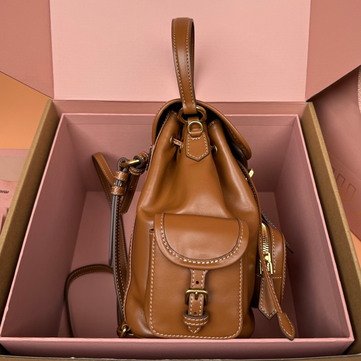 5BZ043 雙肩包干邑色_2