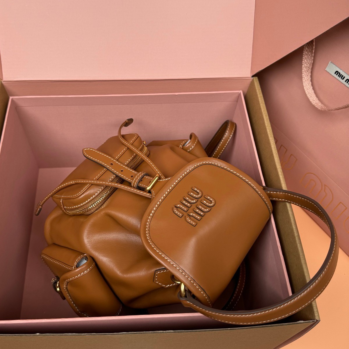 5BZ043 雙肩包干邑色_6