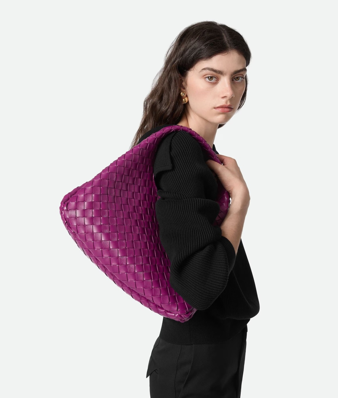 844249 Campana肩背包小號 漿果紅色_11