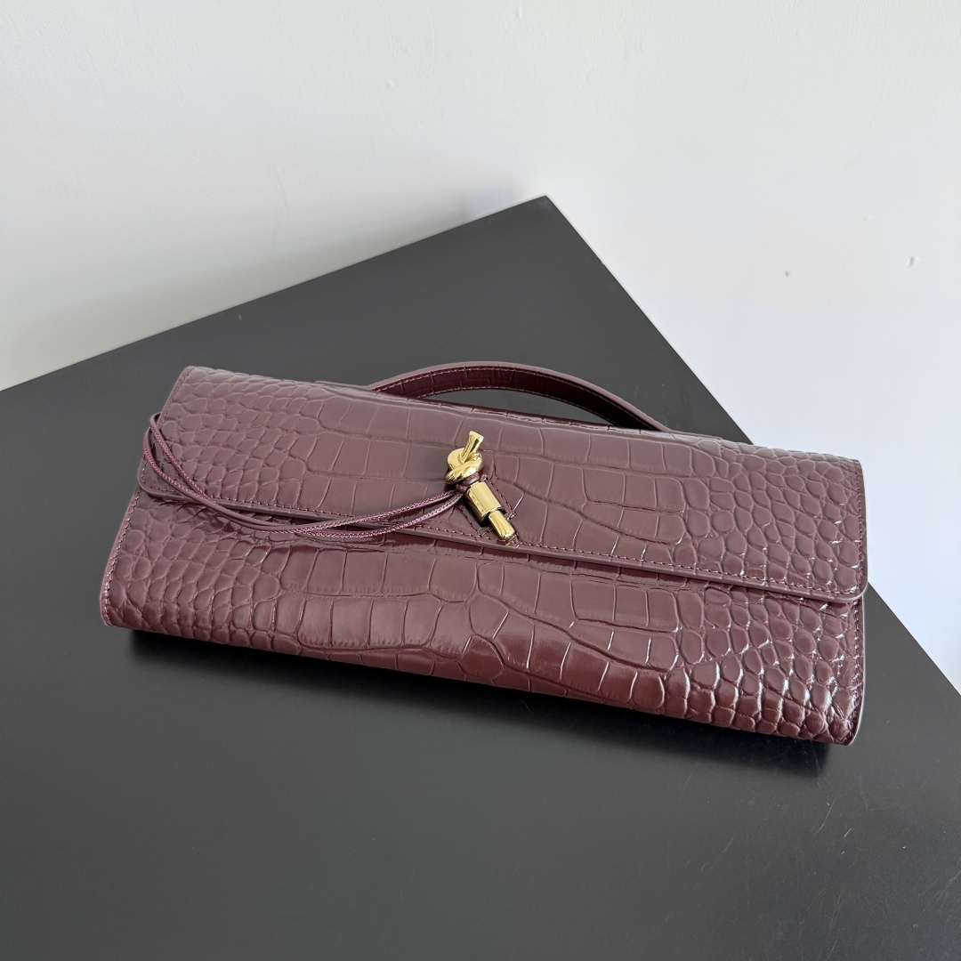 741511手拿晚宴包 鱷魚紋茜棕紅色_7