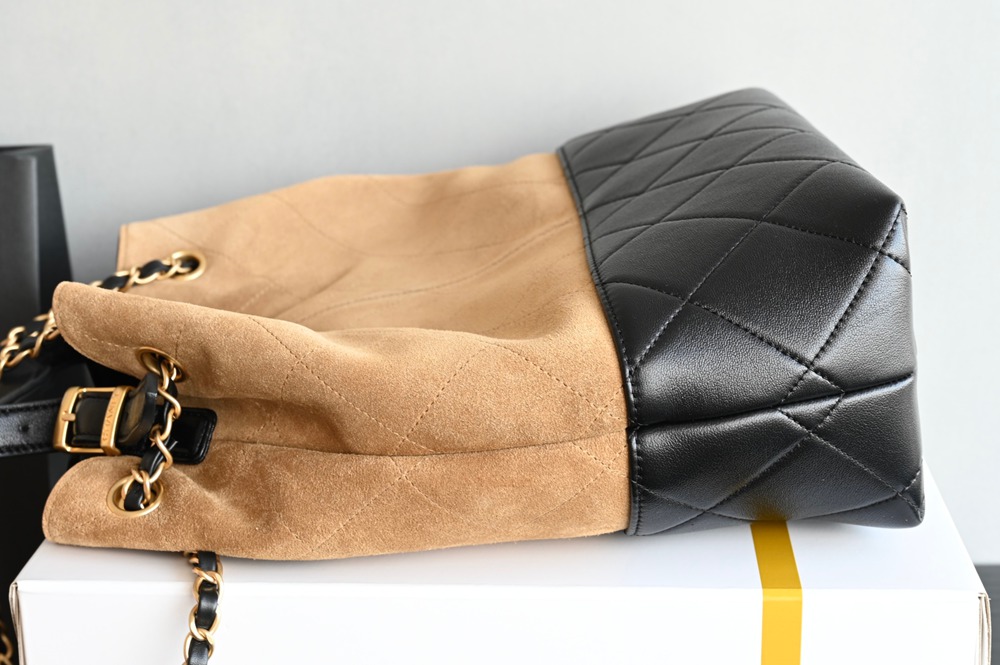 25A 購物袋Hobo 豎版小號 土黃拼黑_3