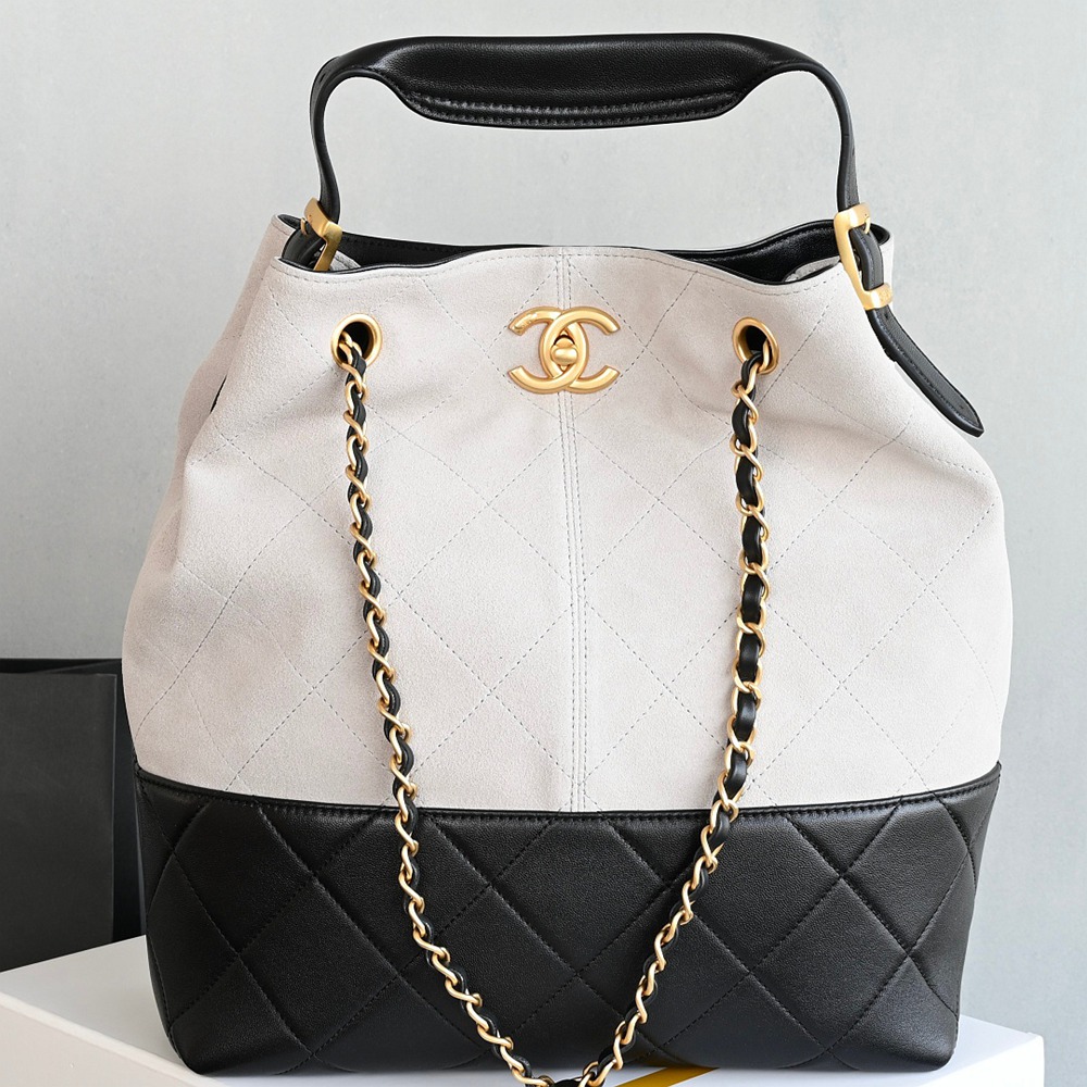 25A 購物袋Hobo 豎版小號 灰拼黑_1