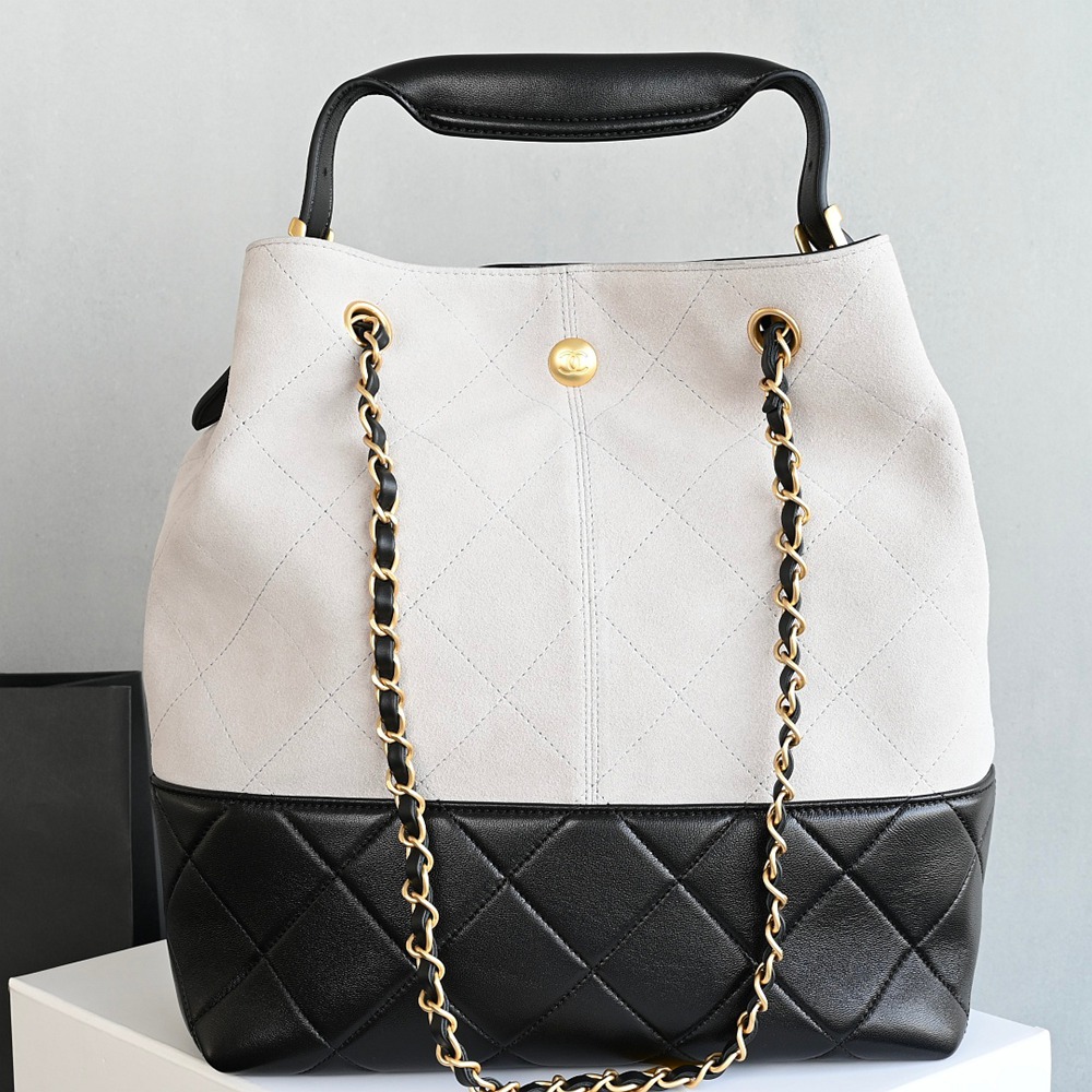 25A 購物袋Hobo 豎版小號 灰拼黑_2