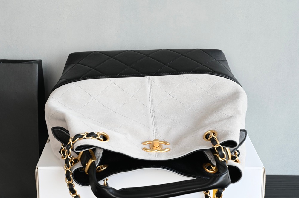 25A 購物袋Hobo 豎版小號 灰拼黑_5