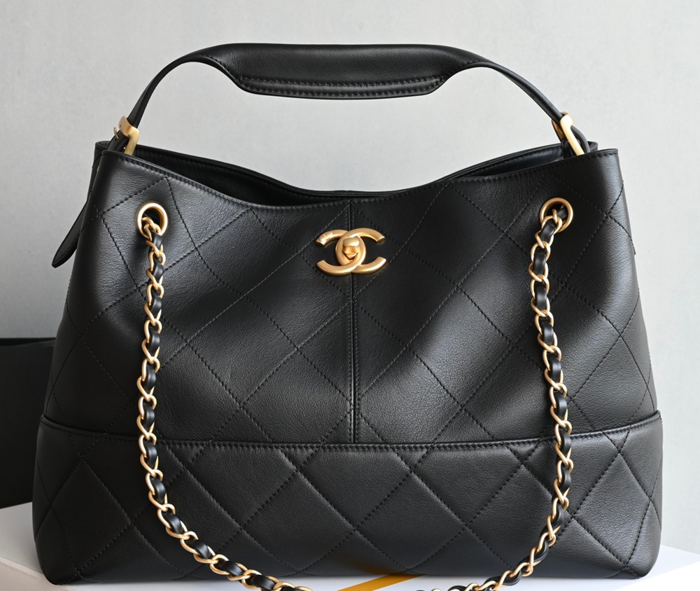 25A 購物袋Hobo小號 黑色拼接_1