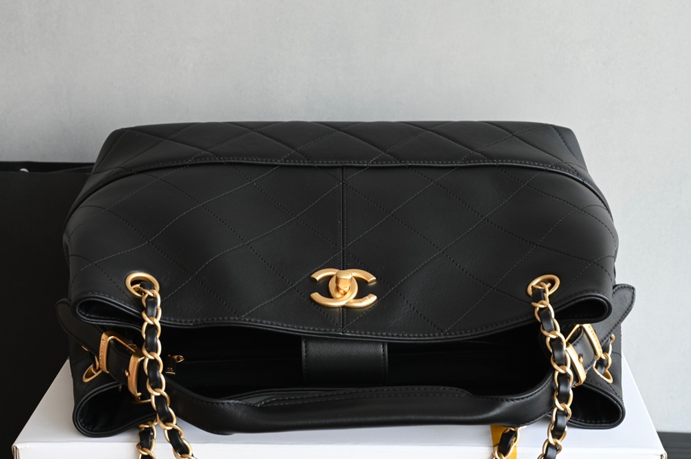 25A 購物袋Hobo小號 黑色拼接_5