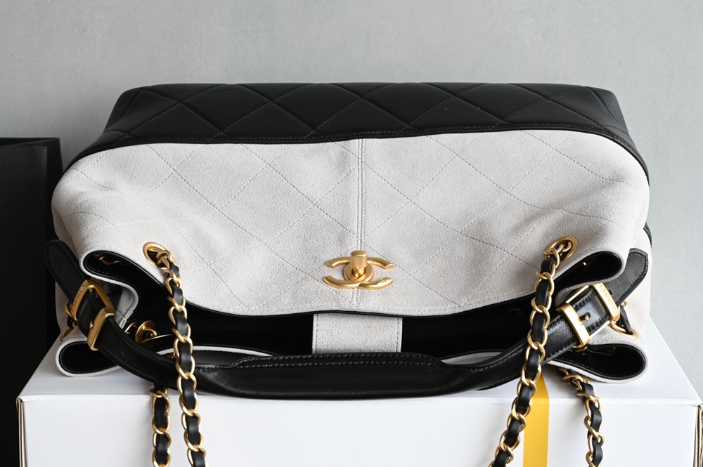 25A 購物袋Hobo小號 灰拼黑_5