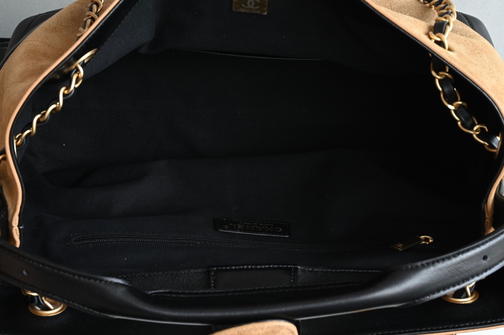 25A 購物袋Hobo小號 土黃拼黑_8