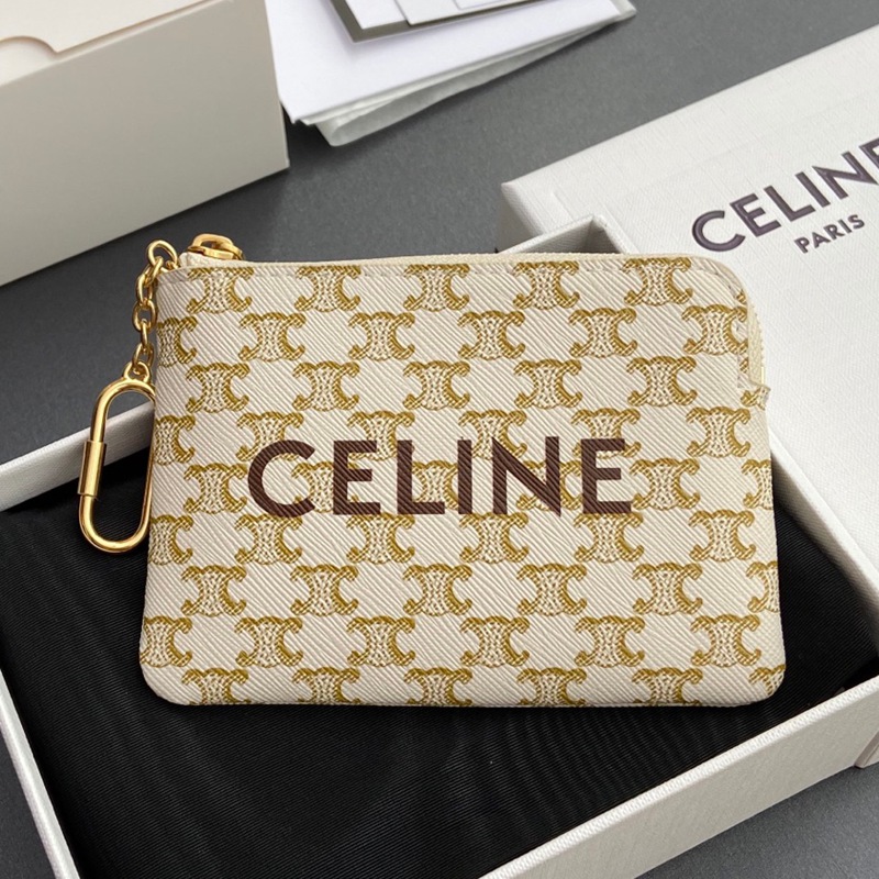 Triomphe標誌印花配鉤扣零錢卡片包_1