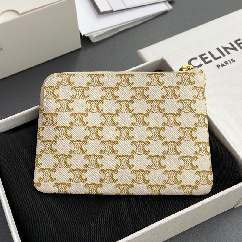 Triomphe標誌印花配鉤扣零錢卡片包_2