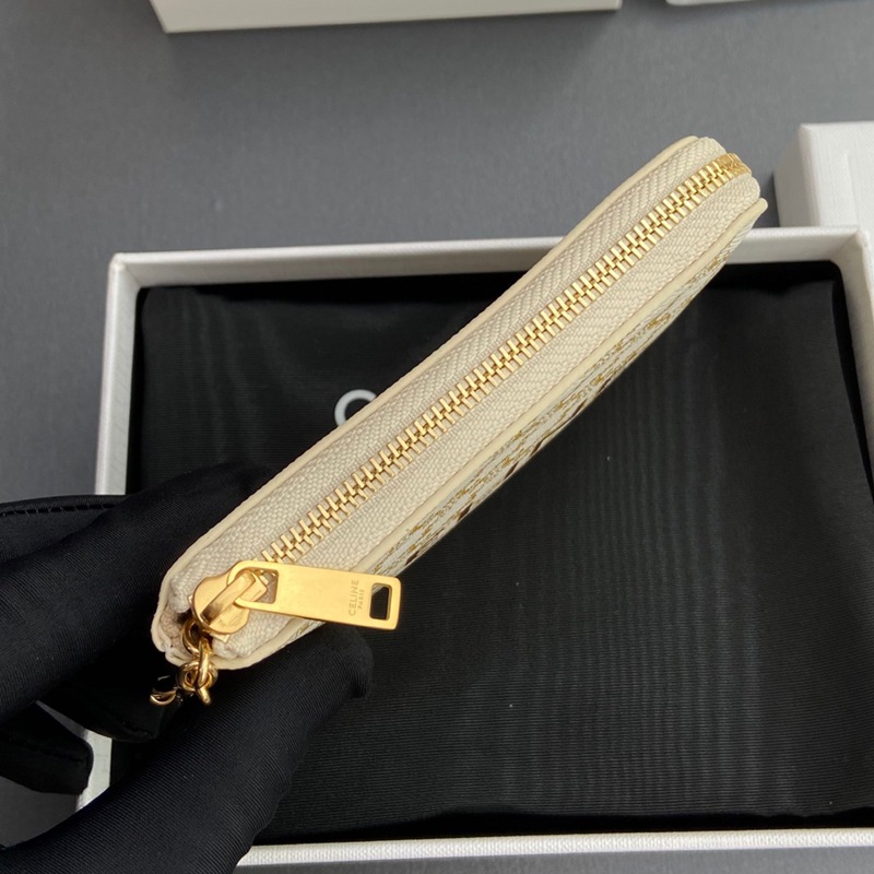 Triomphe標誌印花配鉤扣零錢卡片包_3