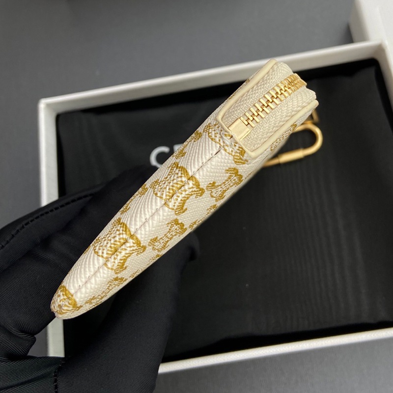 Triomphe標誌印花配鉤扣零錢卡片包_5