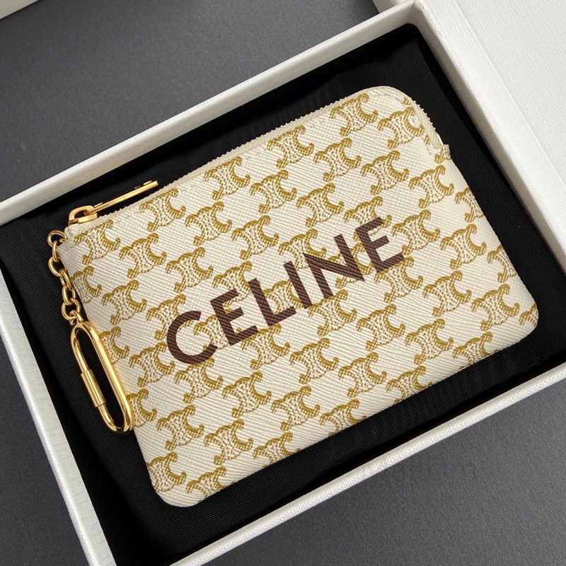 Triomphe標誌印花配鉤扣零錢卡片包_9