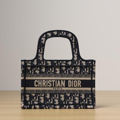 迷你 Book Tote海軍藍色 Oblique印花