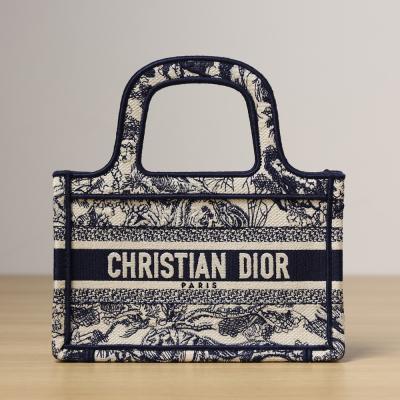 迷你 Book Tote 藍色茹伊印花刺繡