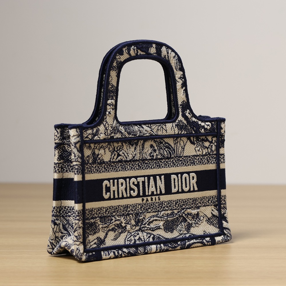 迷你 Book Tote 藍色茹伊印花刺繡_3