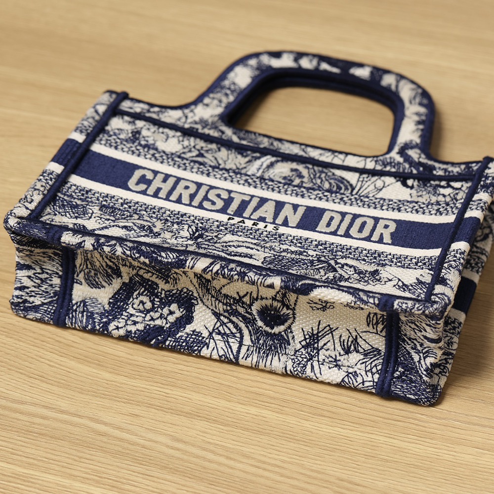 迷你 Book Tote 藍色茹伊印花刺繡_5