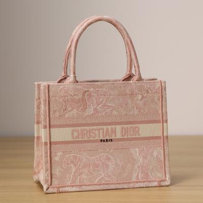 小號 Book Tote 玫瑰粉色茹伊印花刺繡