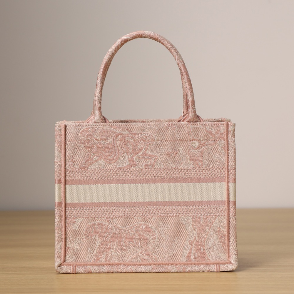 小號 Book Tote 玫瑰粉色茹伊印花刺繡_3