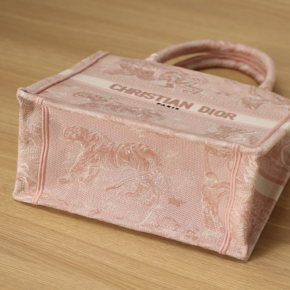 小號 Book Tote 玫瑰粉色茹伊印花刺繡_5