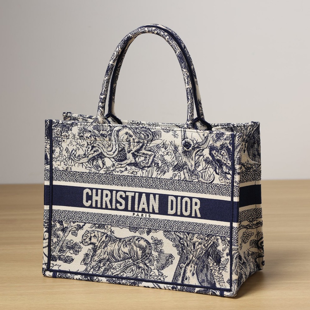 Book Tote中號藍色老虎動物園_1