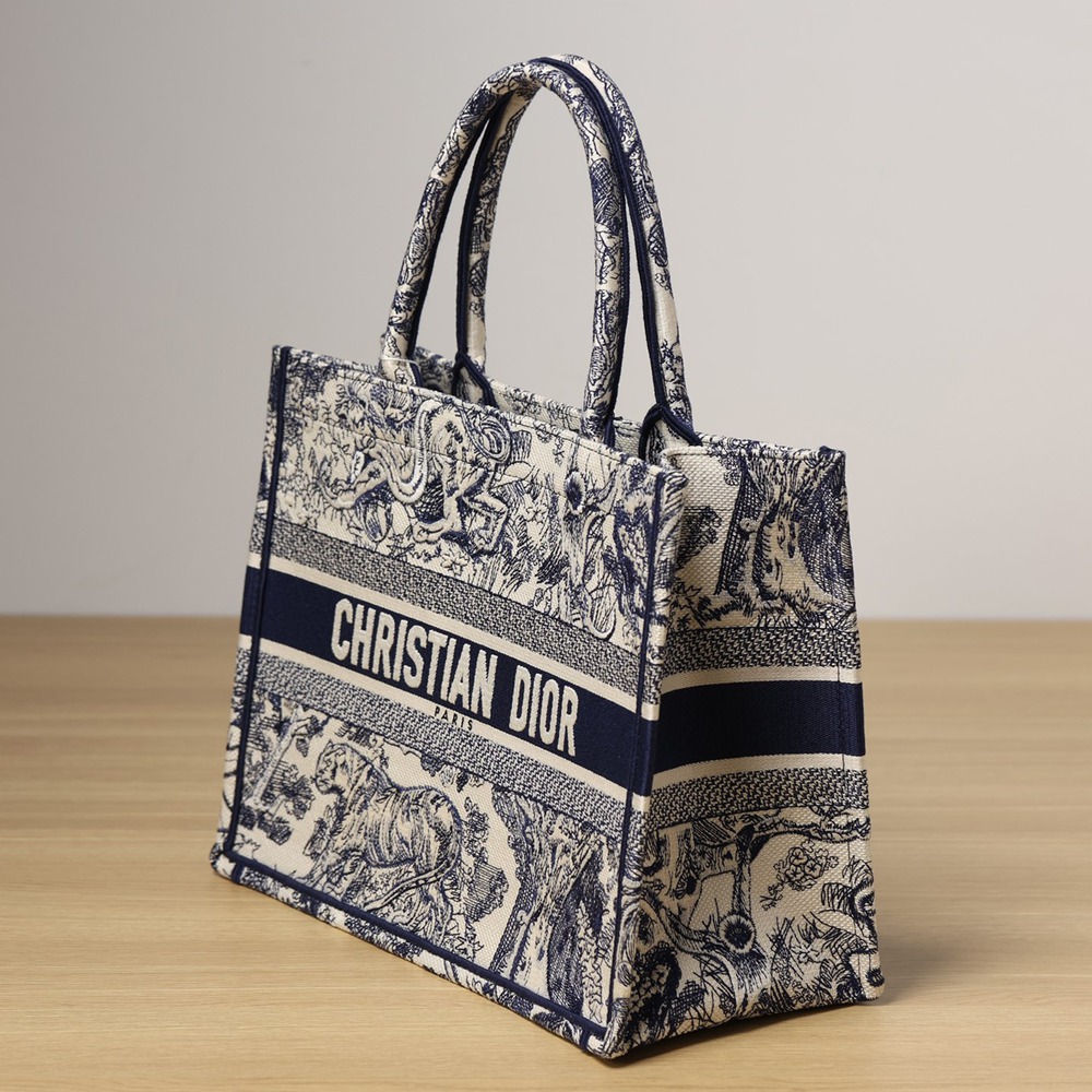 Book Tote中號藍色老虎動物園_2