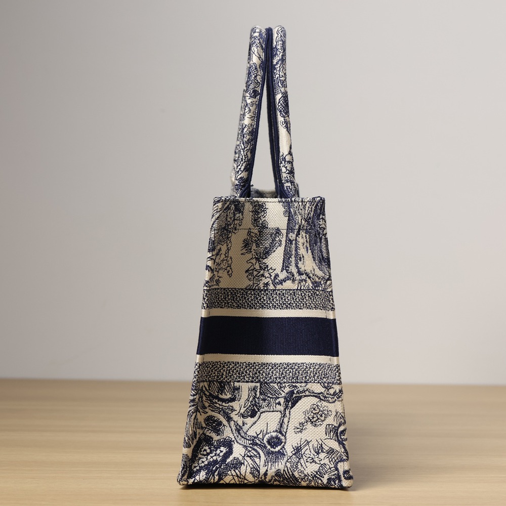 Book Tote中號藍色老虎動物園_3