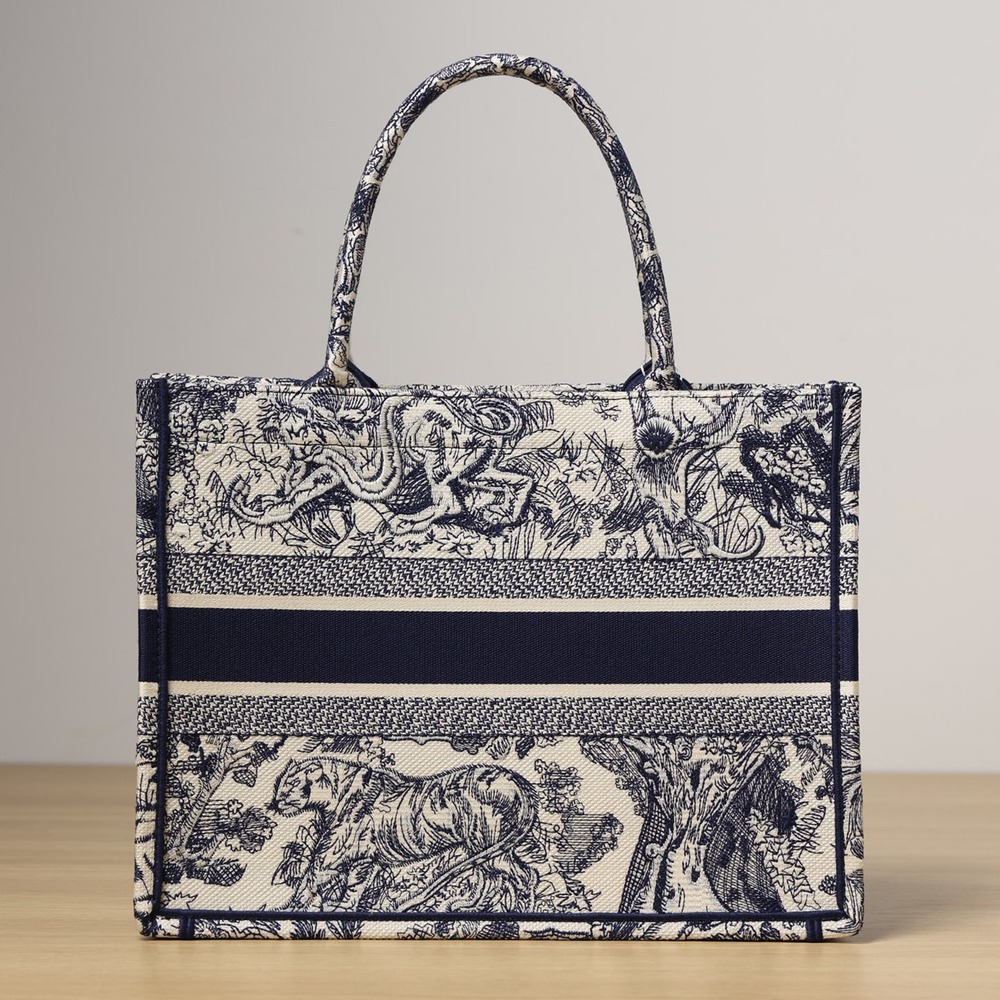 Book Tote中號藍色老虎動物園_4