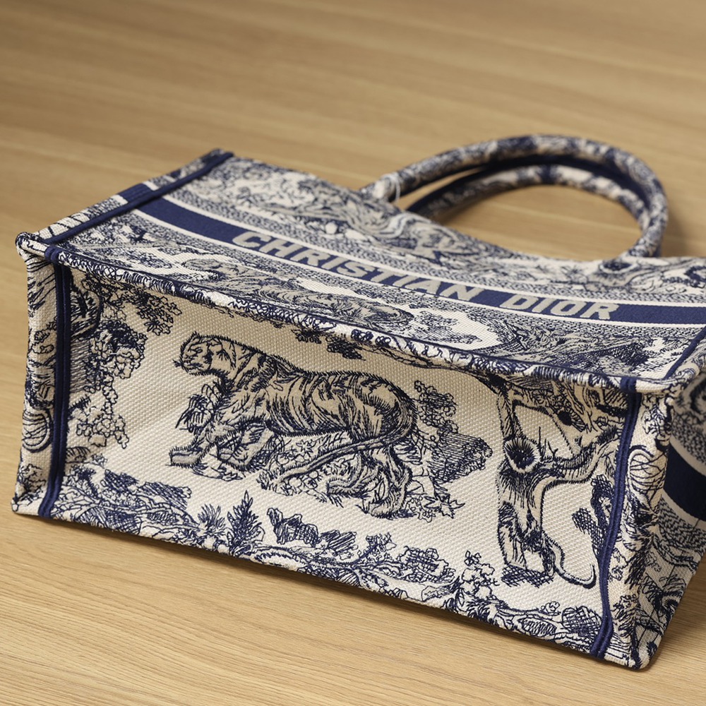 Book Tote中號藍色老虎動物園_5