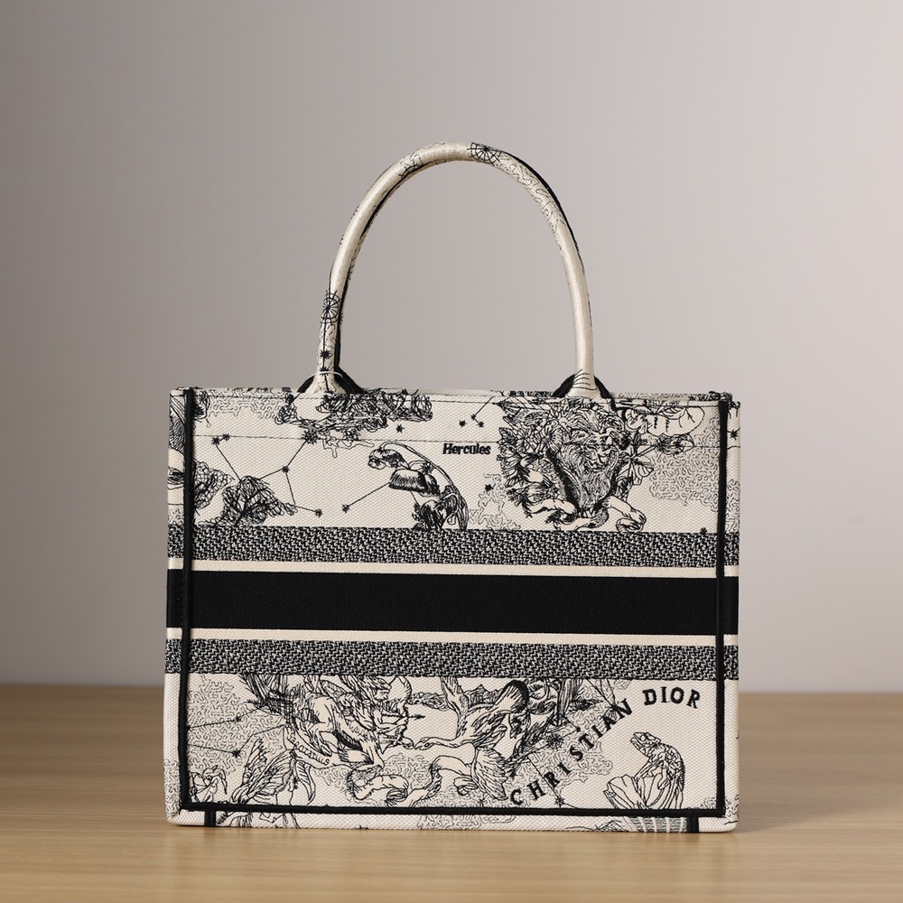 中號Book Tote系列奶白星座刺繡手提托特包_4