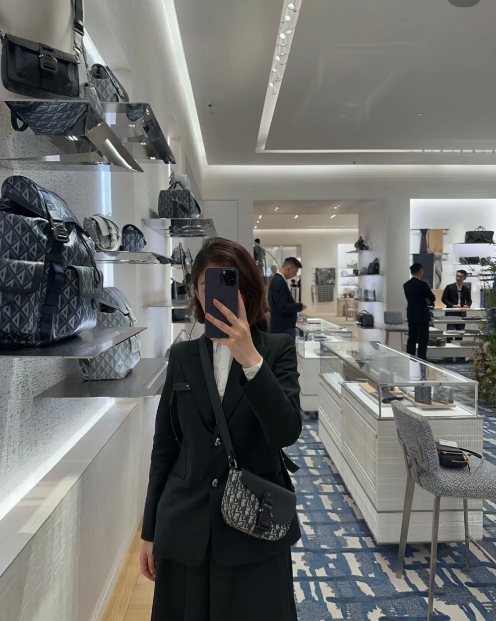 馬鞍手拿包附肩帶藍D_10