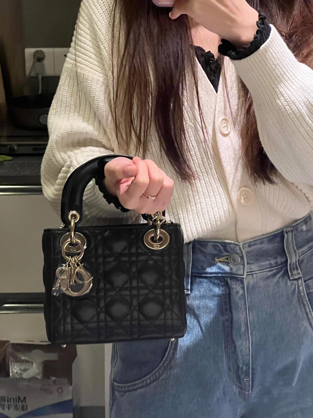 Mini Lady三格/黑色/羊皮_3