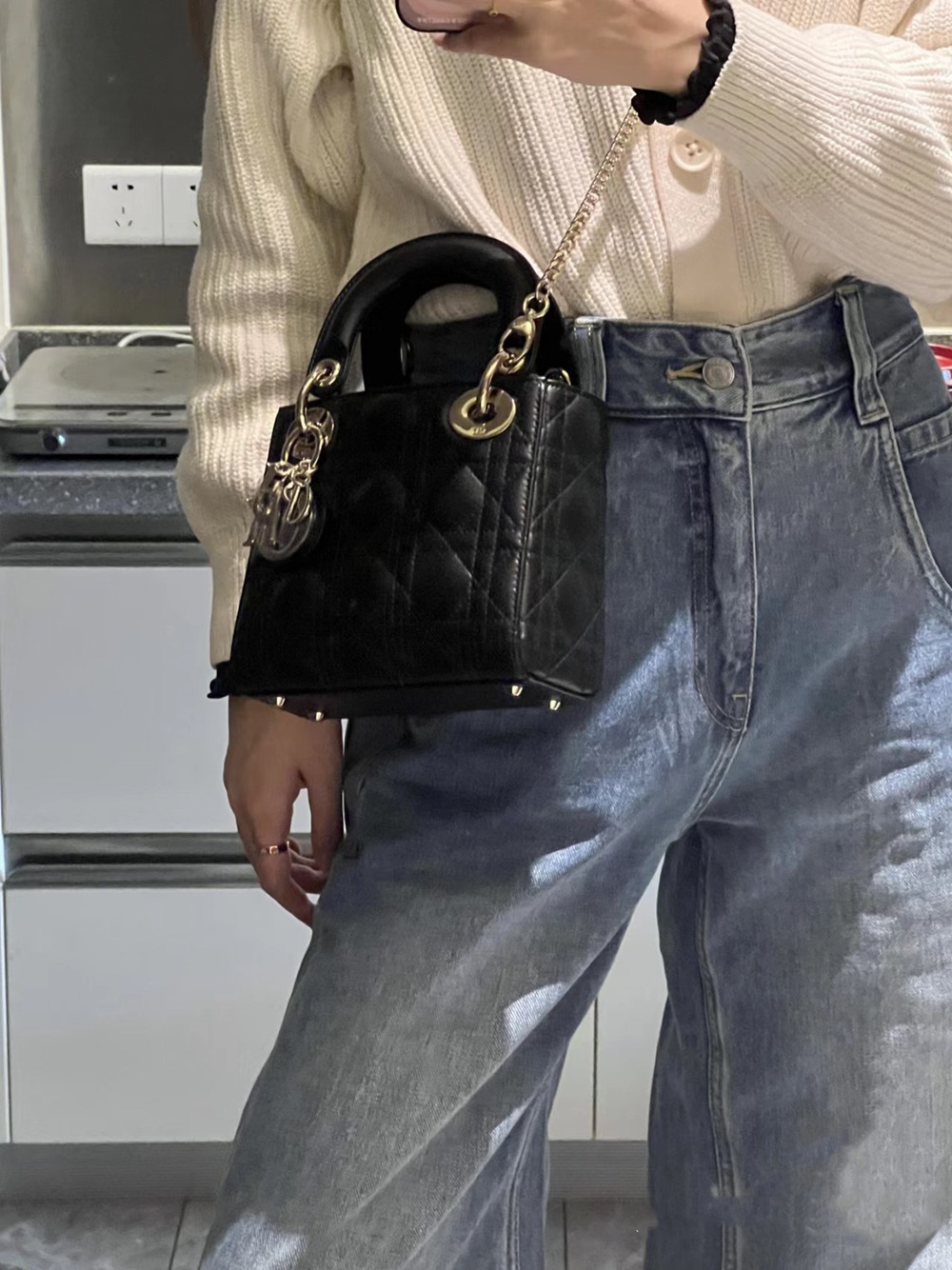 Mini Lady三格/黑色/羊皮_5