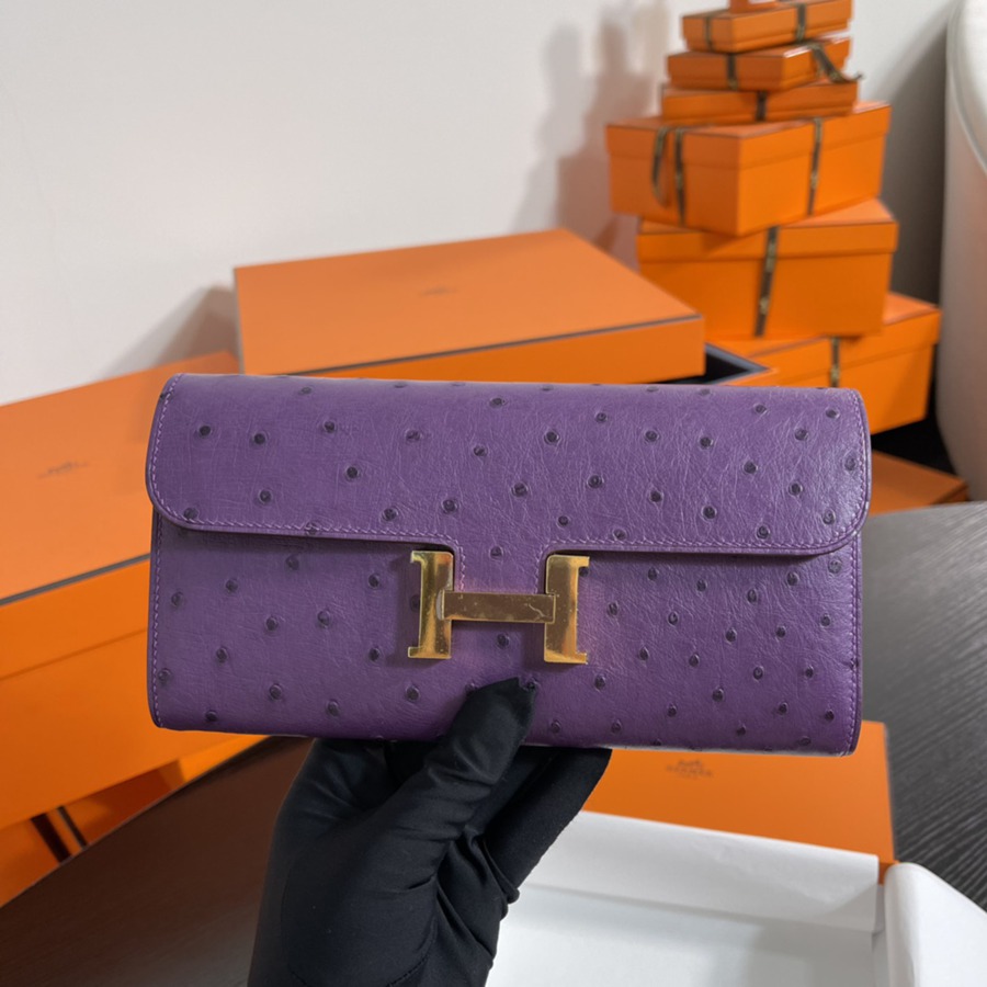 Constance 長夾 Ostrich 海葵紫 鴕鳥皮_1