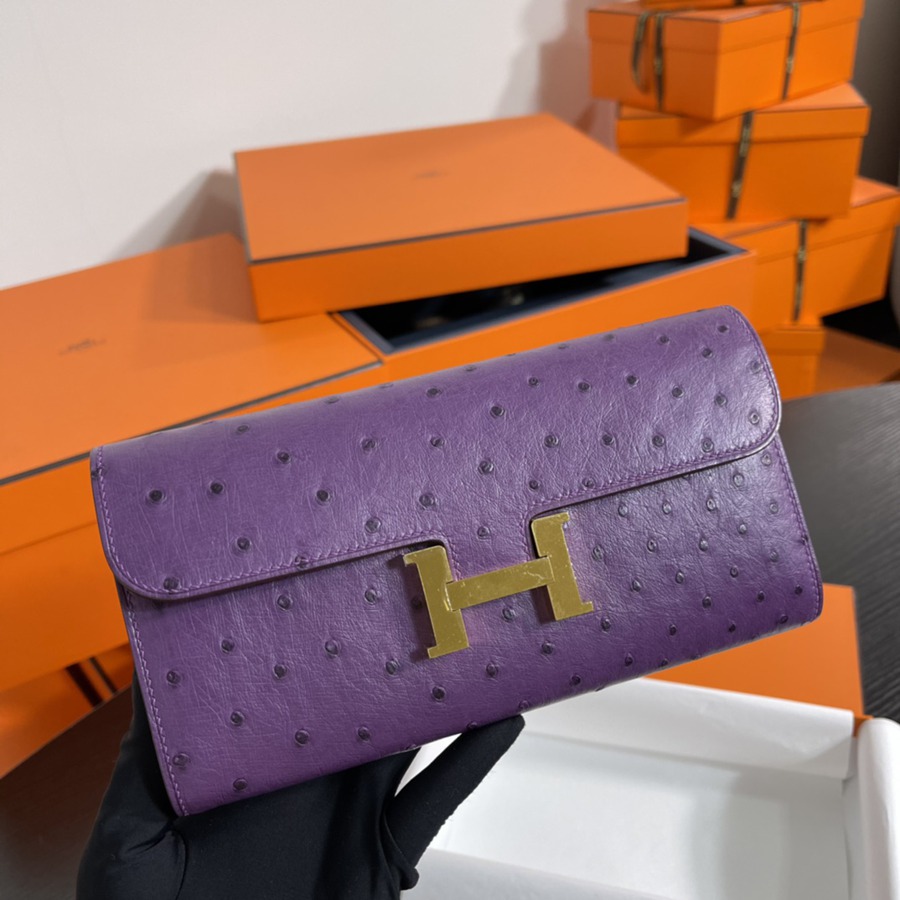 Constance 長夾 Ostrich 海葵紫 鴕鳥皮_2