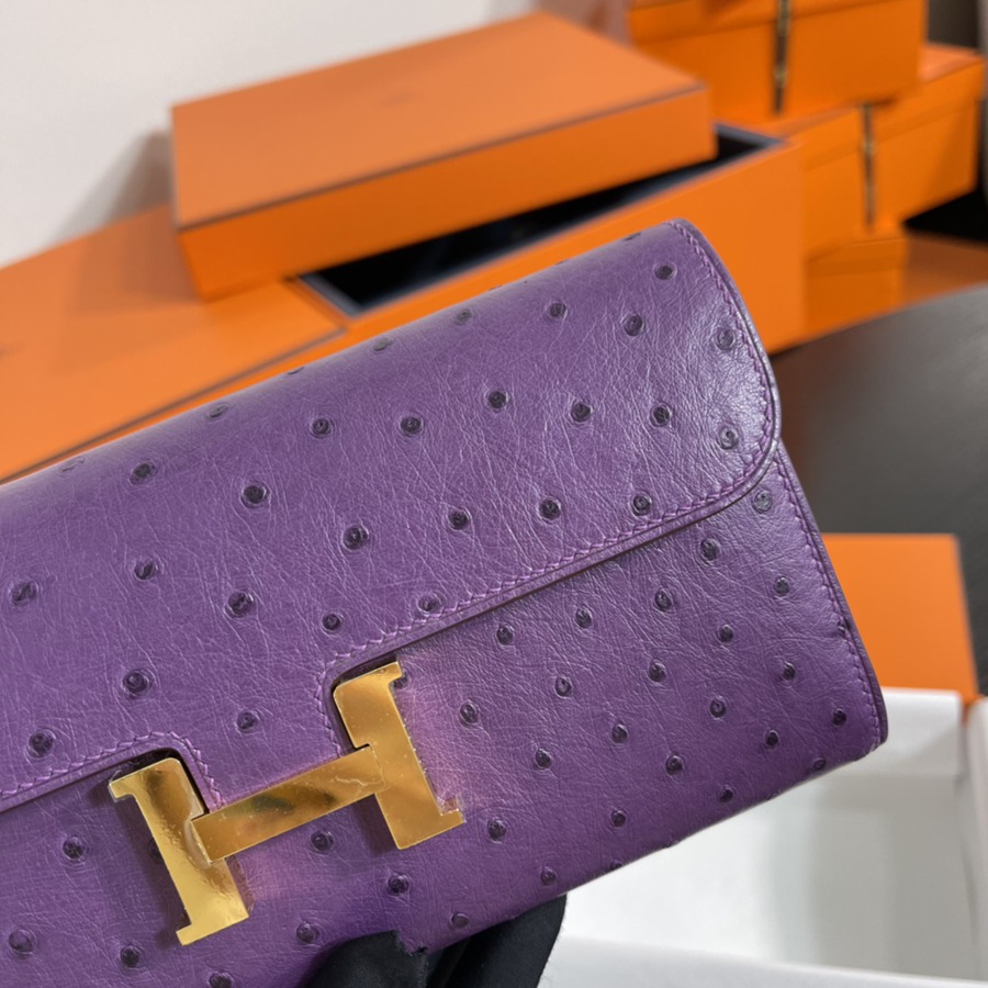 Constance 長夾 Ostrich 海葵紫 鴕鳥皮_3