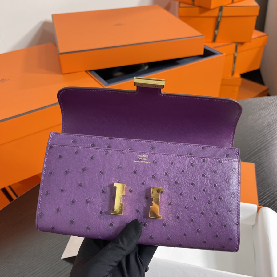 Constance 長夾 Ostrich 海葵紫 鴕鳥皮_7