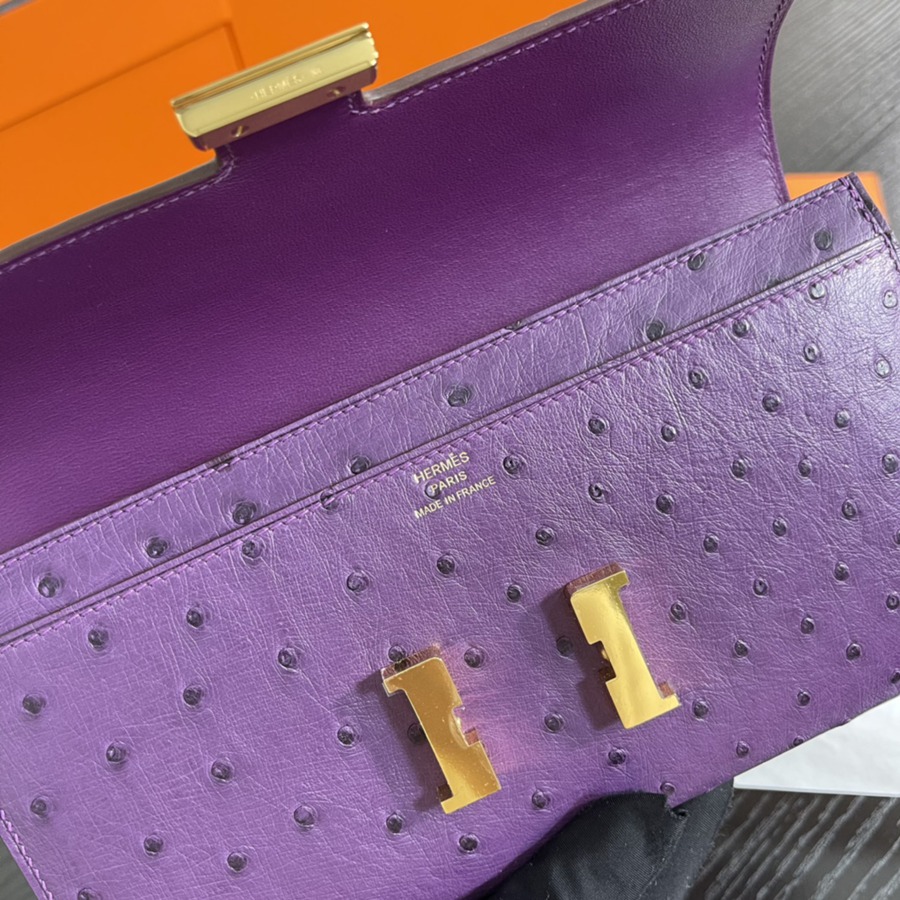 Constance 長夾 Ostrich 海葵紫 鴕鳥皮_8