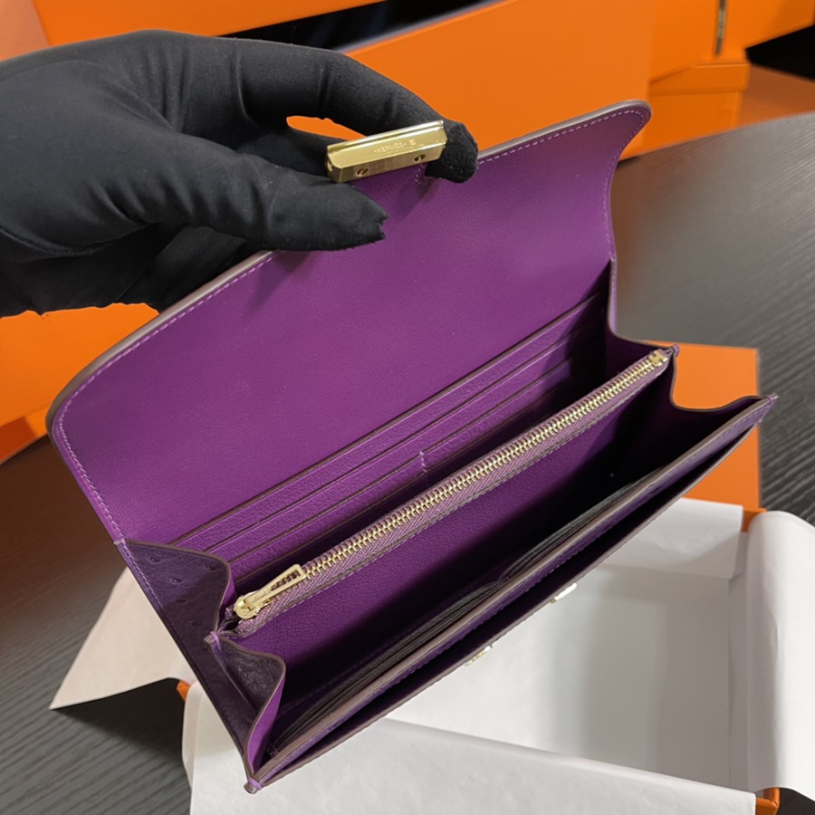 Constance 長夾 Ostrich 海葵紫 鴕鳥皮_9