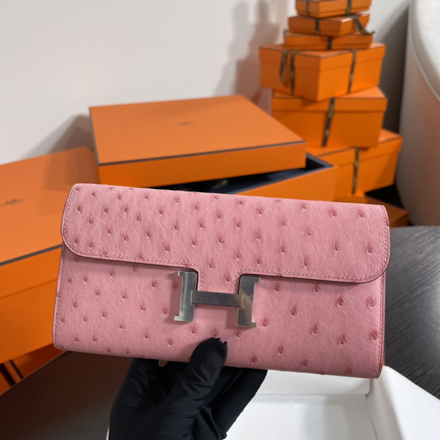 Constance 長夾 Ostrich 櫻花粉 鴕鳥皮_1