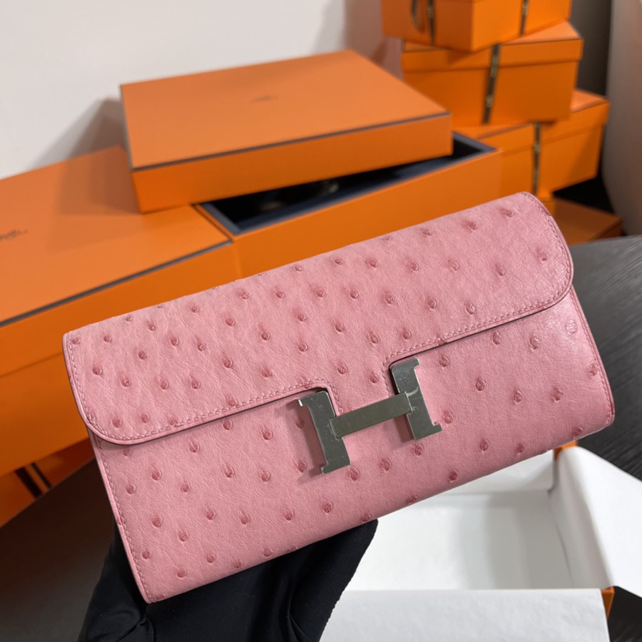 Constance 長夾 Ostrich 櫻花粉 鴕鳥皮_2