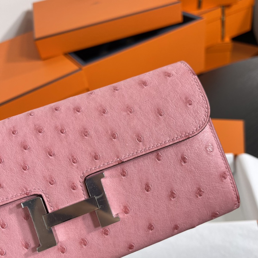 Constance 長夾 Ostrich 櫻花粉 鴕鳥皮_3