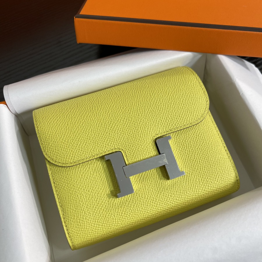 Constance短夾 檸檬黃 銀扣Epsom皮_1