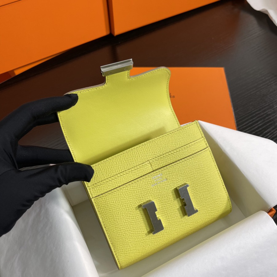 Constance短夾 檸檬黃 銀扣Epsom皮_3