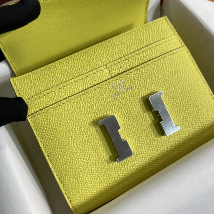 Constance短夾 檸檬黃 銀扣Epsom皮_4