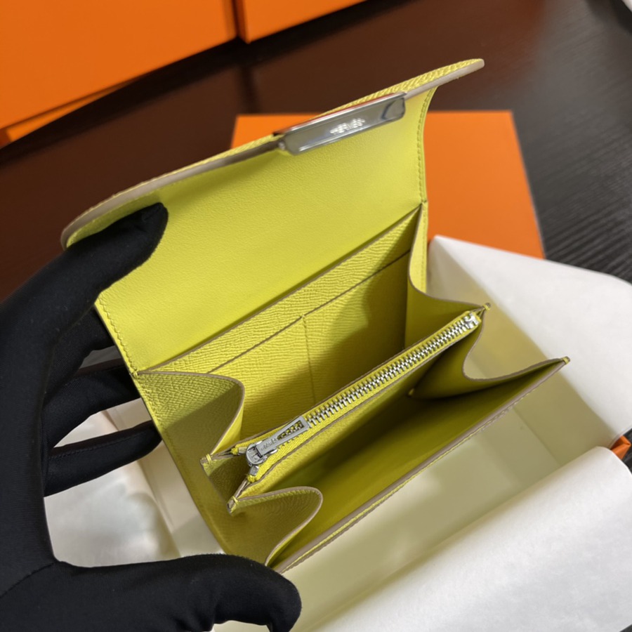 Constance短夾 檸檬黃 銀扣Epsom皮_5